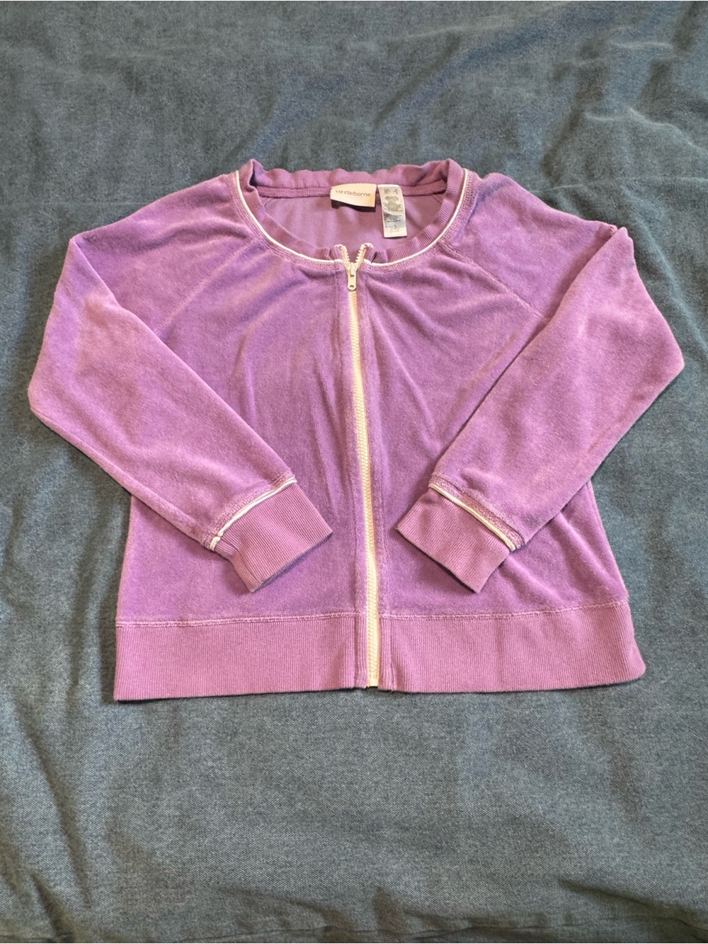 Vintage Liz Claiborne Purple Velour Full Zip Track Jacket Small